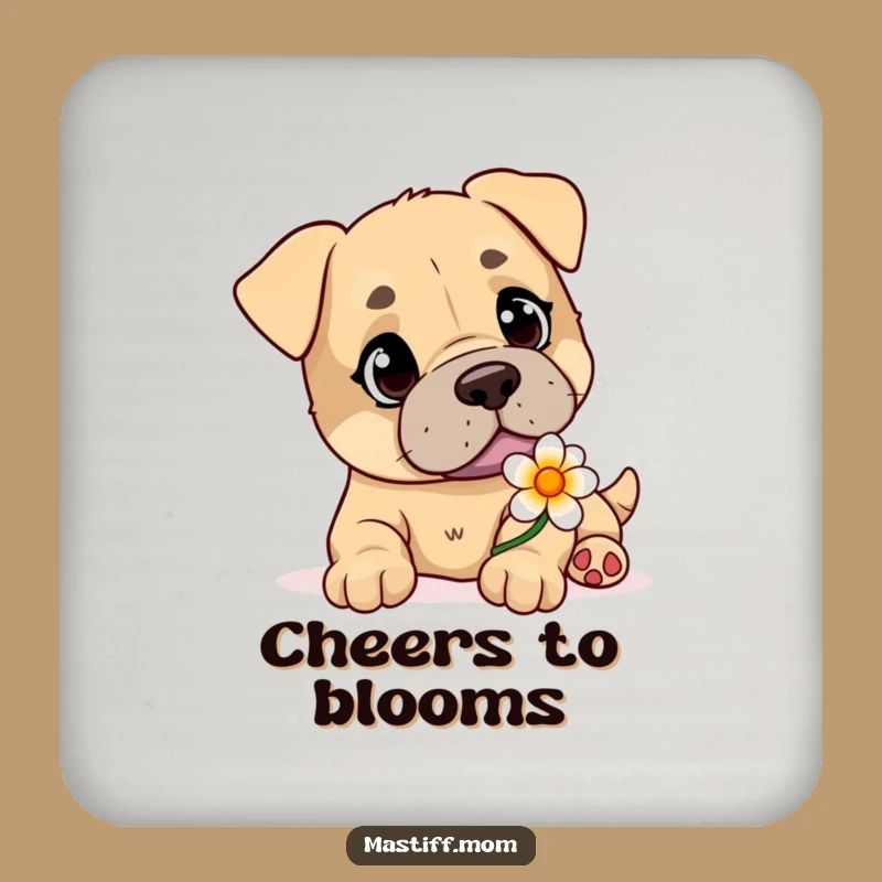 Funny Mastiff Bloom Coaster Set: Gentle Flower Protection Gift