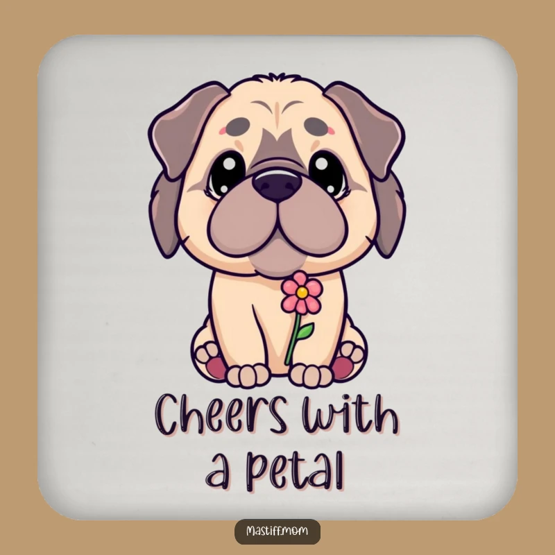 Funny Kawaii Mastiff Coaster - Flower Offering, Stylish & Humorous Funny Gift