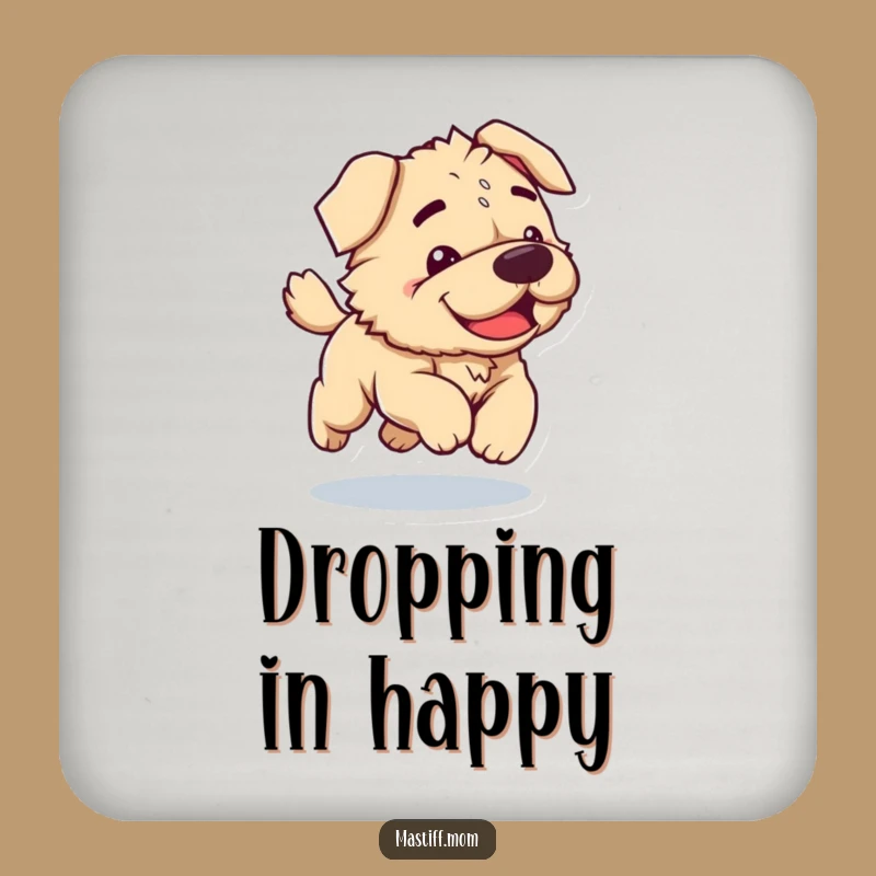 Funny Kawaii Mastiff Coaster: Clumsy Dog Joyfully Bounding, Protect Surfaces Funny