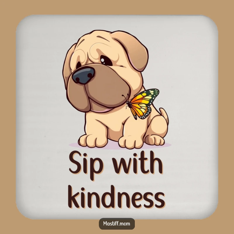 Funny Gentle Mastiff Coaster: Giant Dog Butterfly Drink Protector