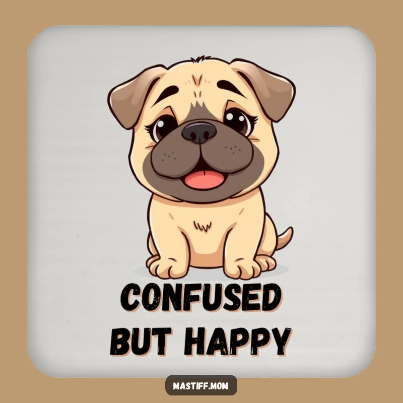 Funny Kawaii Mastiff Bewildered Coaster - Happy Dog Drink Protector Gift