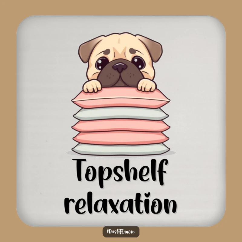 Funny Kawaii Mastiff Coaster - Cushion Peek, Stylish & Humorous Funny Gift