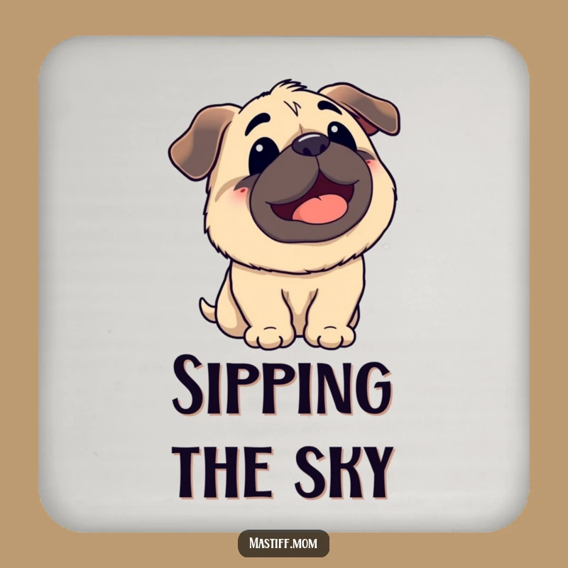 Funny Kawaii Mastiff Sky Panting Coaster: Sip with a Smile!