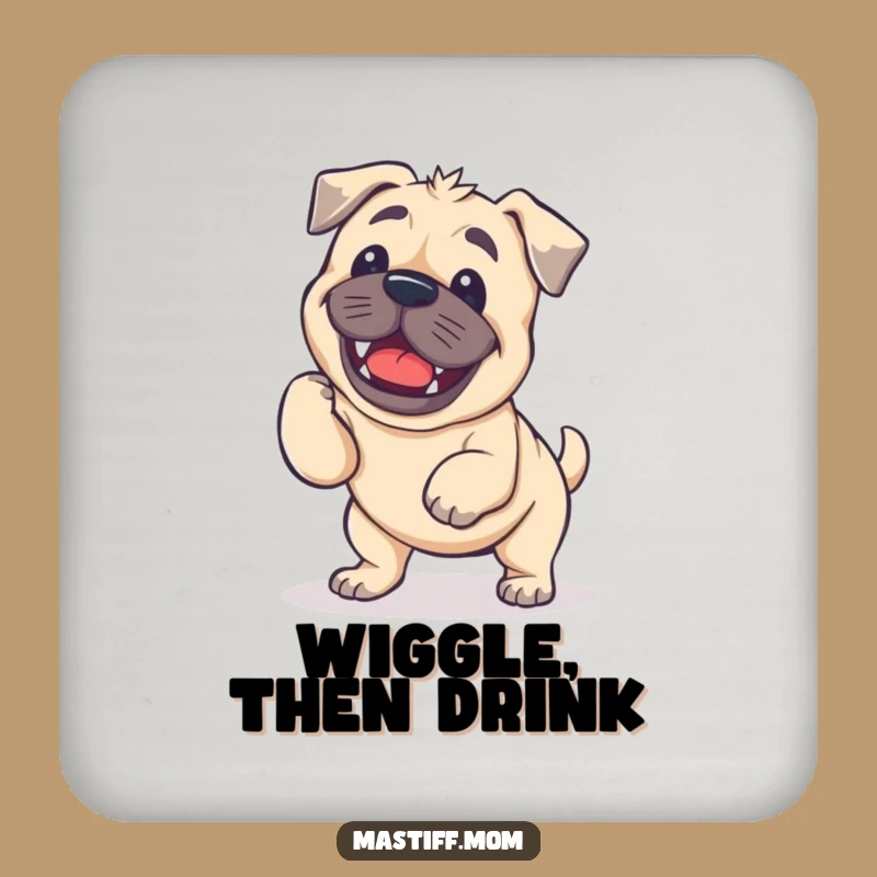 Funny Kawaii Mastiff Wiggle Coaster Set: Protect Surfaces with Witty Charm!