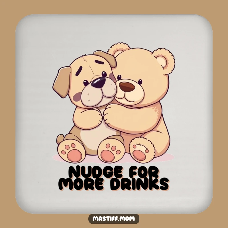 Funny Mastiff Teddy Bear Coaster Set - Protect Surfaces with Gentle Humor