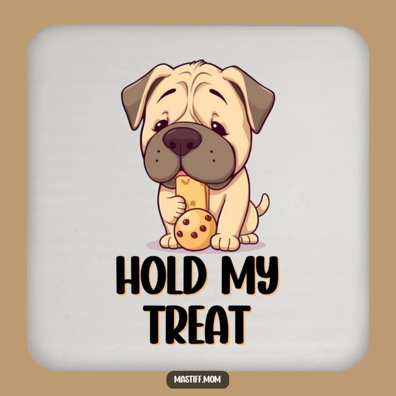 Funny Kawaii Mastiff Treat Balance Coaster - Protects Surfaces with Humor