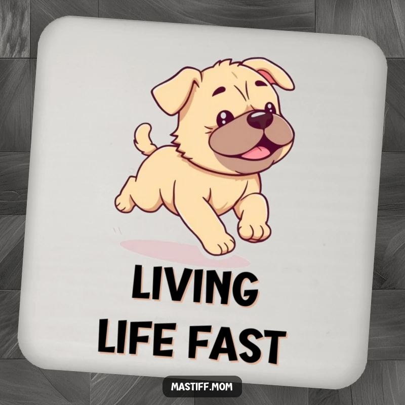 Funny Kawaii Mastiff Puppy Coasters with cute, energetic dogs running with wiggles, adding joyful charm.