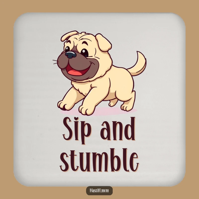 Funny Kawaii Mastiff Drink Coaster - Clumsy Joy Protection