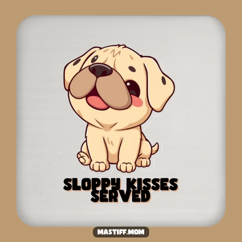 Funny Kawaii Mastiff Coaster Set: Protect Surfaces with Happy Dog Licks