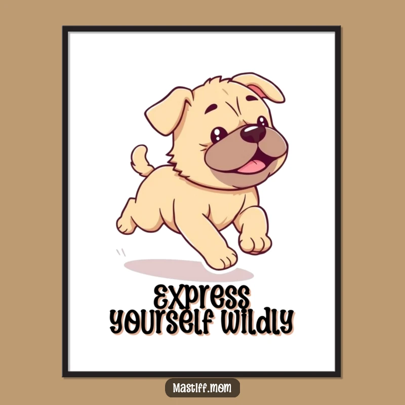 Funny Kawaii Mastiff Poster: Wiggly Puppy Art for a Joyful Space
