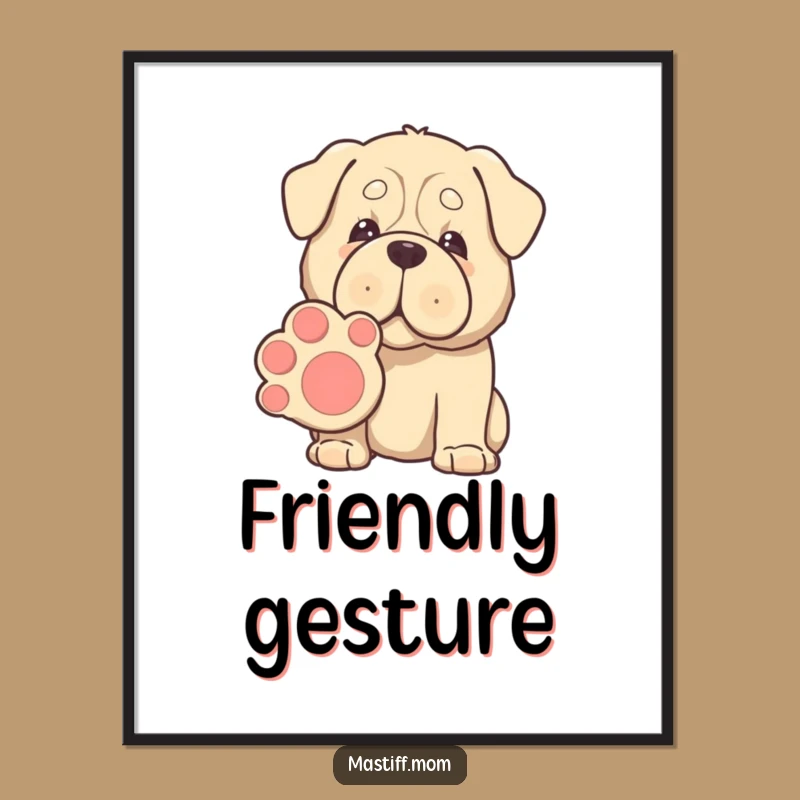 Funny Kawaii Mastiff Paw Poster - Gentle Giant Wall Art Gift