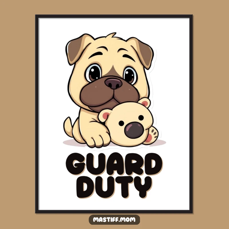 Funny Kawaii Mastiff Guard Poster: Loyal Guardian Art!