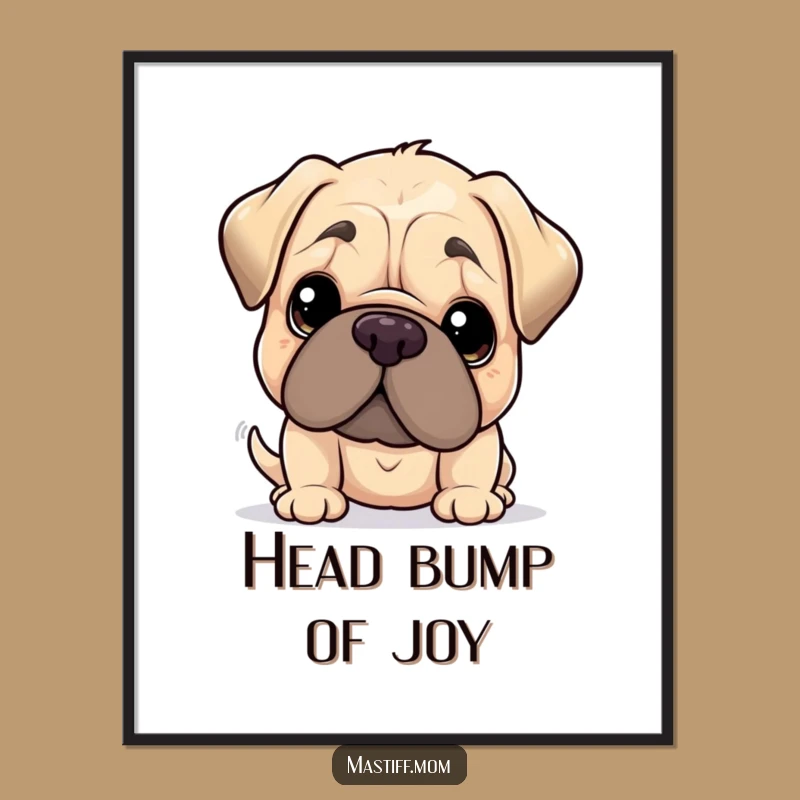 Funny Kawaii Mastiff Gentle Nudge Poster: Wall Art of Affection