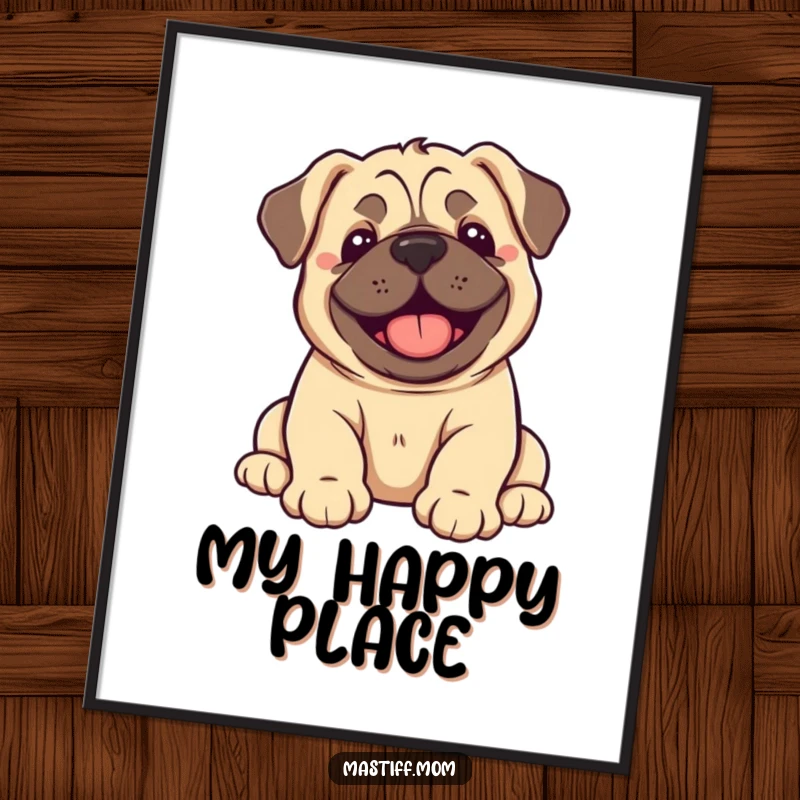 Funny Kawaii Mastiff Puppy Poster art of a sweet puppy dramatically flopping over, overcome with pure, unbridled joy.