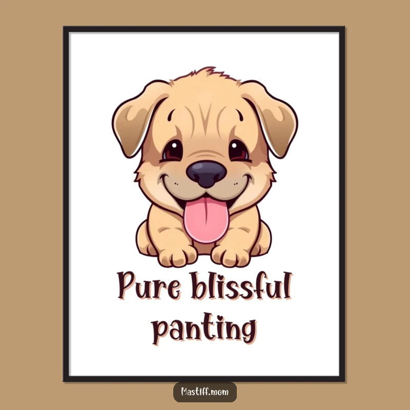 Funny Mastiff Cub Poster: Adorable Happy Puppy Art, Perfect Wall Decor