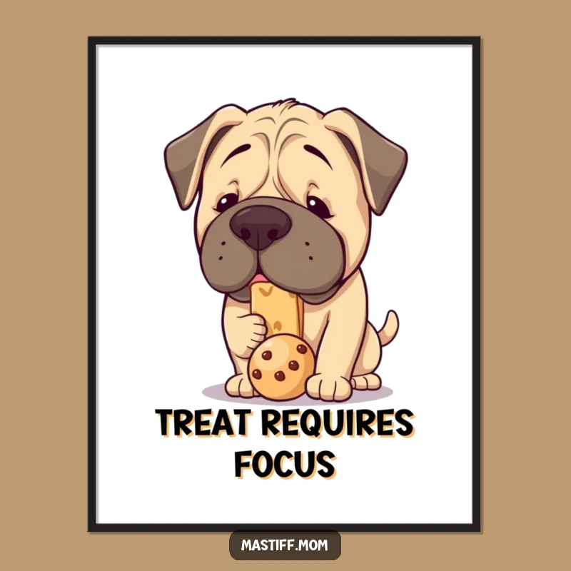 Funny Kawaii Mastiff Treat Balance Poster - Adorable Wall Art Gift