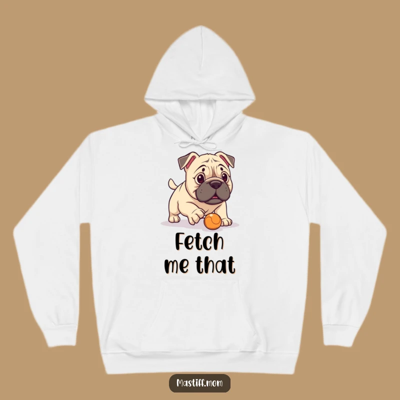 Cozy Funny Kawaii Mastiff Fetch Fail Hoodie: Warm & Hilarious
