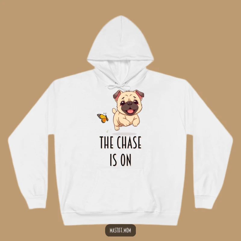 Cozy Funny Kawaii Mastiff Hoodie - Butterfly Chase Joy, Warm & Humorous Funny Gift