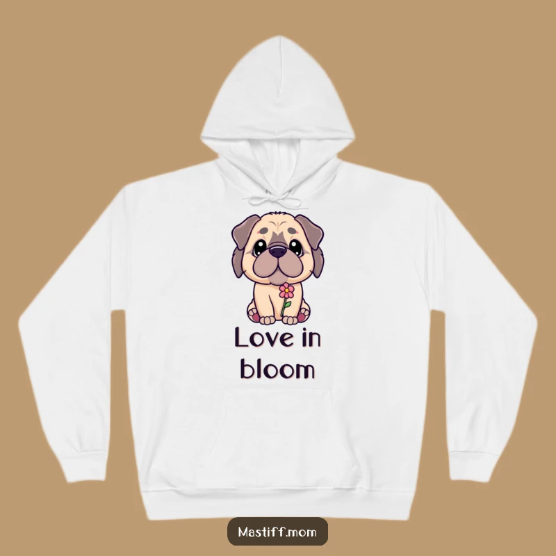 Cozy Funny Kawaii Mastiff Hoodie - Flower Offering, Warm & Heartfelt Funny Gift