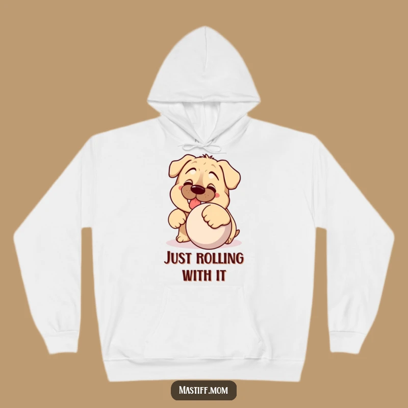 Funny Kawaii Mastiff Hoodie: Cozy Dog with Silly Grin, Warm & Humorous Gift for Winter