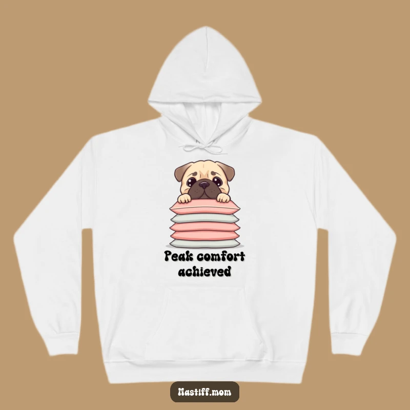 Cozy Funny Kawaii Mastiff Hoodie - Cushion Peek, Warm & Playful Funny Gift