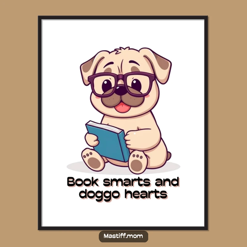 Free Printable Wall Art: Bookish Mastiff Adds Cozy, Humorous Charm to Your Walls!