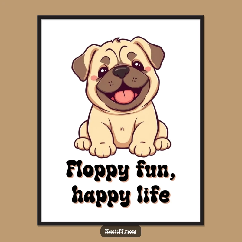 Free Printable Wall Art: Funny Mastiff Puppy Joy Flop - DIY Downloadable Decor
