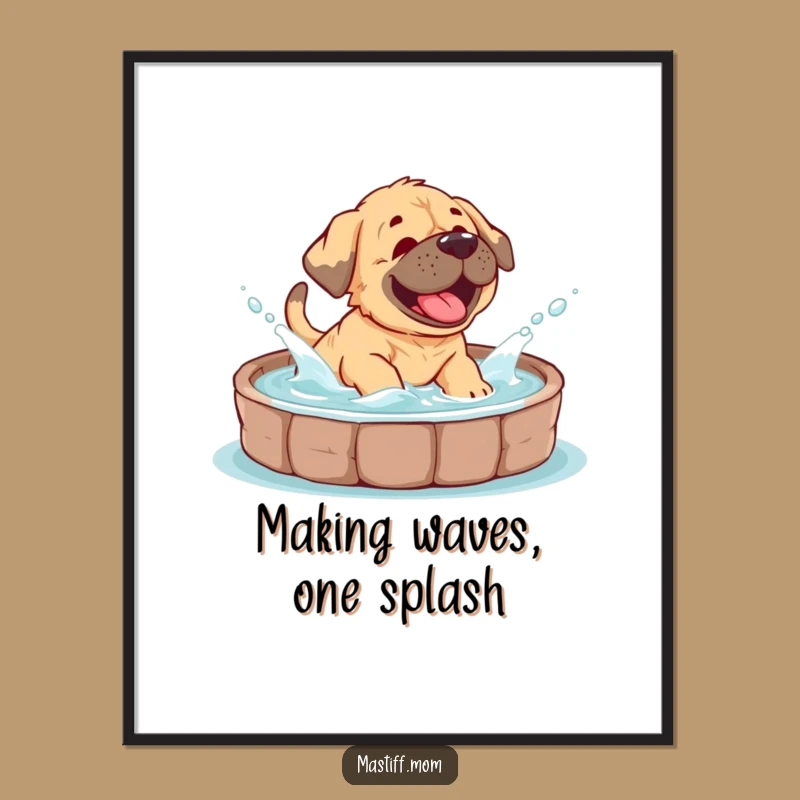 Free Printable Mastiff Cub Wall Art: Giggling Pool Party Dog Decor