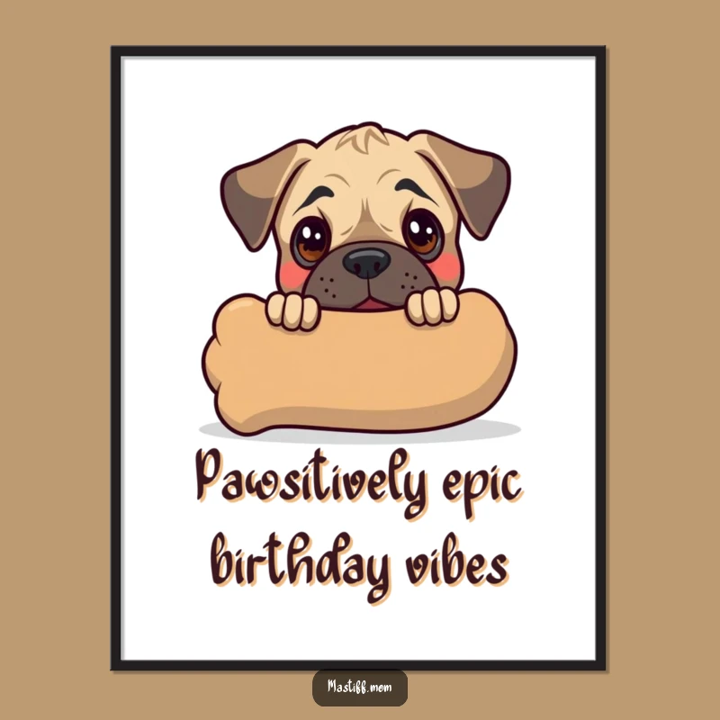 Free Printable Wall Art: Funny Mastiff Puppy & Gigantic Chew Toy Art