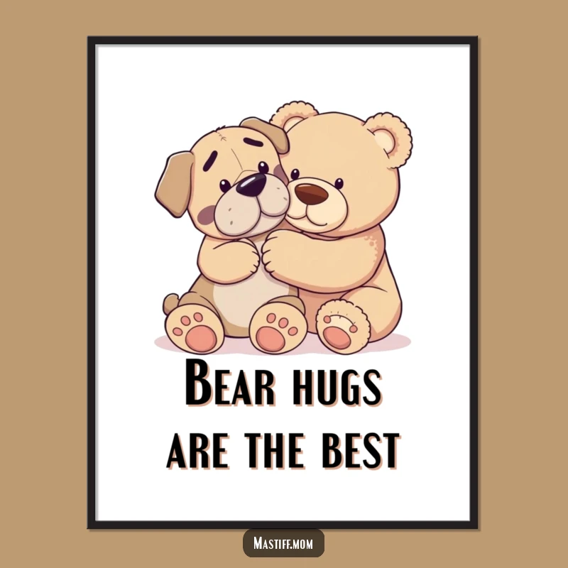 Free Printable Wall Art: Mastiff & Teddy Bear, Funny Gentle Giant Downloadable Art!