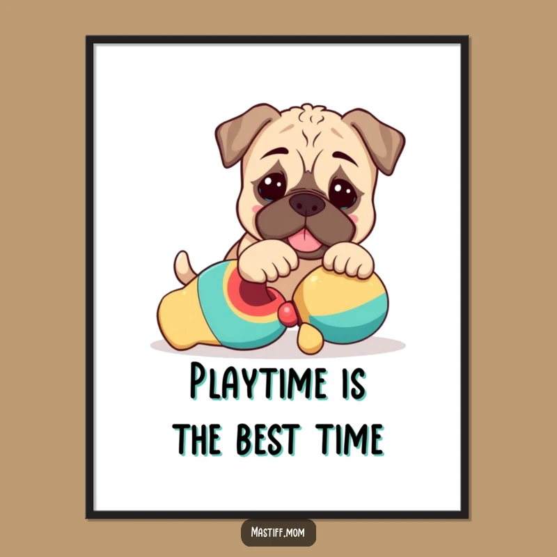 Free Printable Wall Art: Nudging Mastiff Puppy, Funny Downloadable Decor for Sweetness