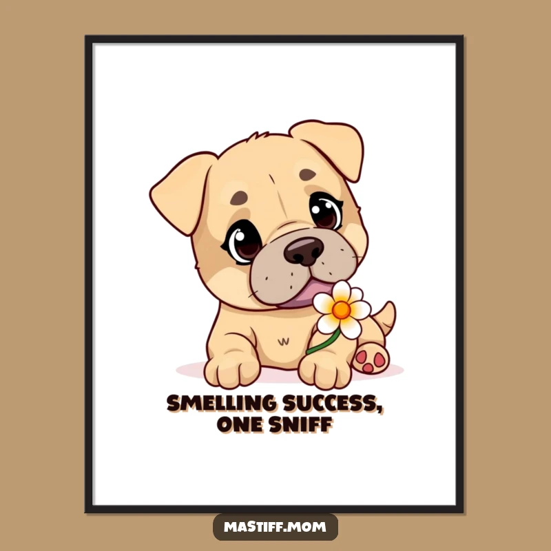 Free Printable Wall Art: Playful Mastiff Flower Offering Adds Gentle Charm!