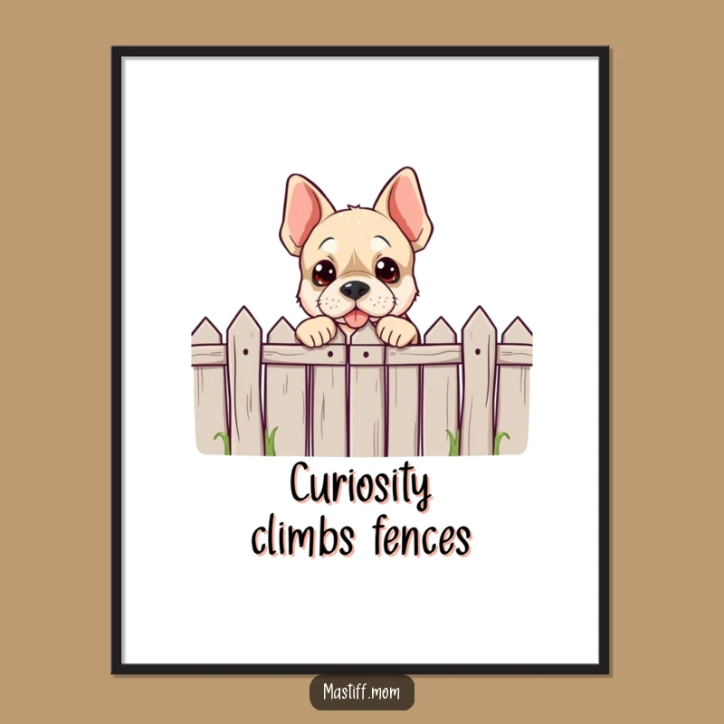 Funny Free Printable Wall Art: Mastiff Peeking Over Low Fence Decor