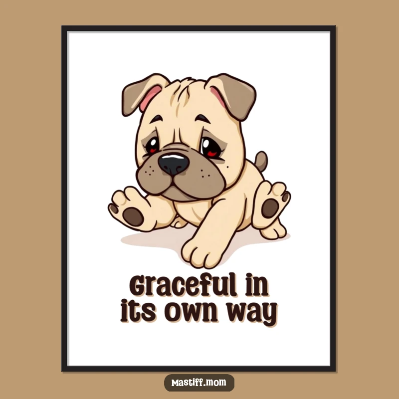 Free Printable Wall Art: Clumsy Mastiff Puppy, Funny Downloadable Decor for a Giggle