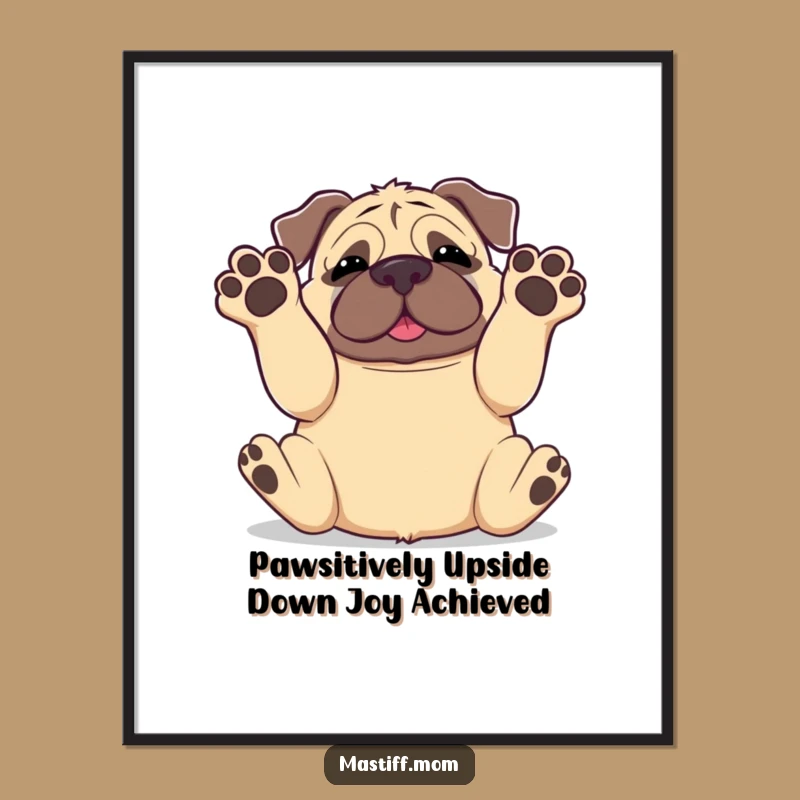 Kawaii Mastiff Paws Up Free Printable Wall Art: Silly Dog Downloadable Decor