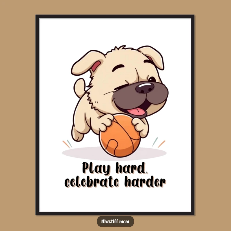 Free Printable Wall Art: Mastiff's Playful Pursuit, Energetic Downloadable Decor