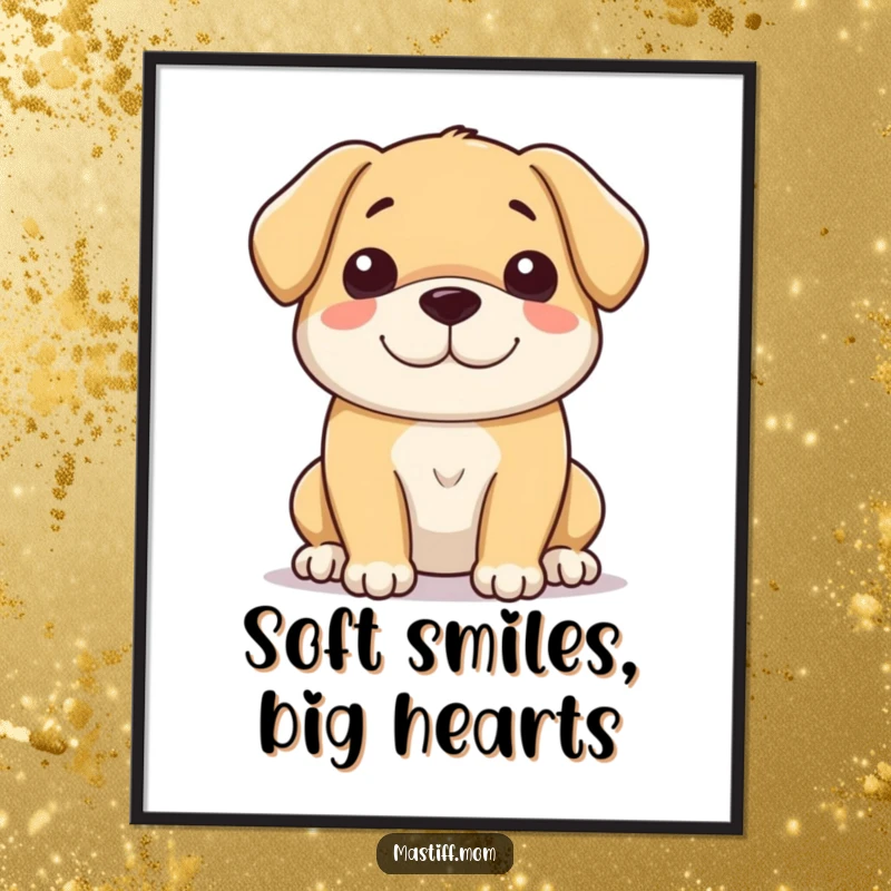 Free Printable Wall Art: A large, majestic dog with a soft, serene smile, exuding gentleness and calm. Peaceful animal portrait.