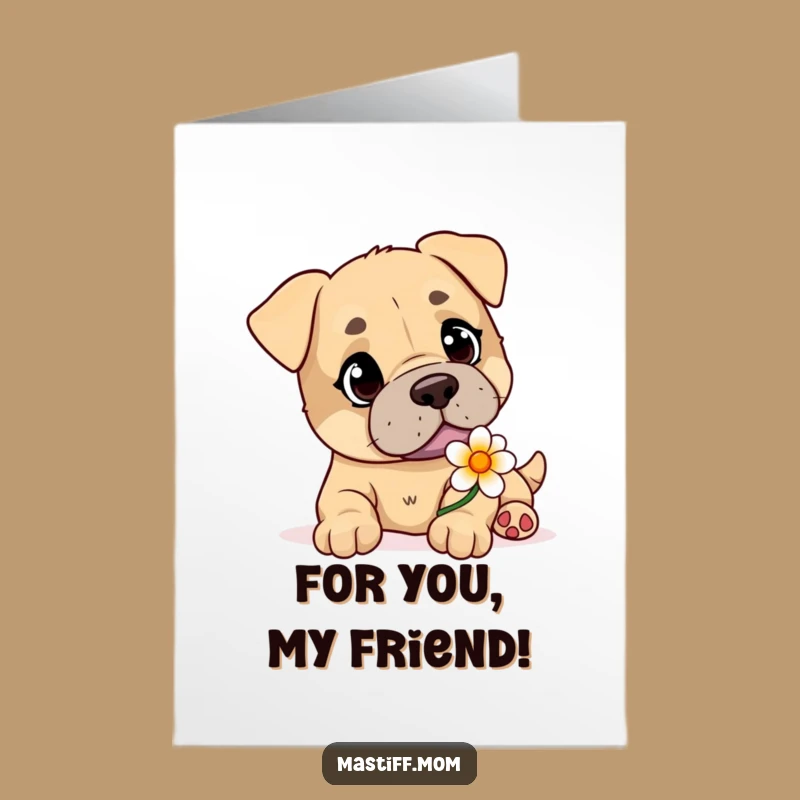 Free Printable Birthday Card: Playful Mastiff Flower Gift for a Joyful Day!