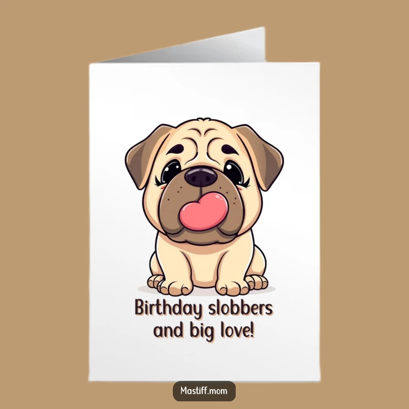 Free Printable Birthday Card: Funny Mastiff Slobbery Kiss!