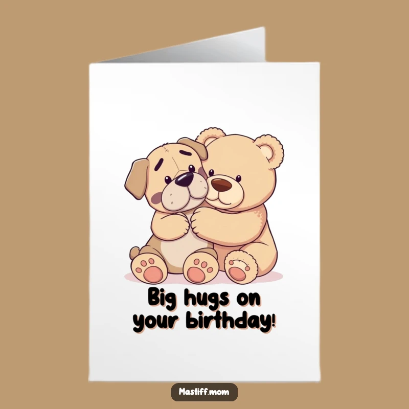 Free Printable Birthday Card: Mastiff & Bear, Funny Gentle Giant Downloadable Gift!