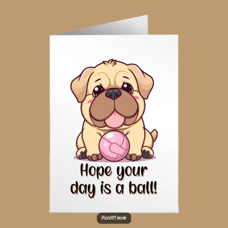 Free Printable Birthday Card: Sweet Kawaii Mastiff's Playful Nudge - Downloadable Gift