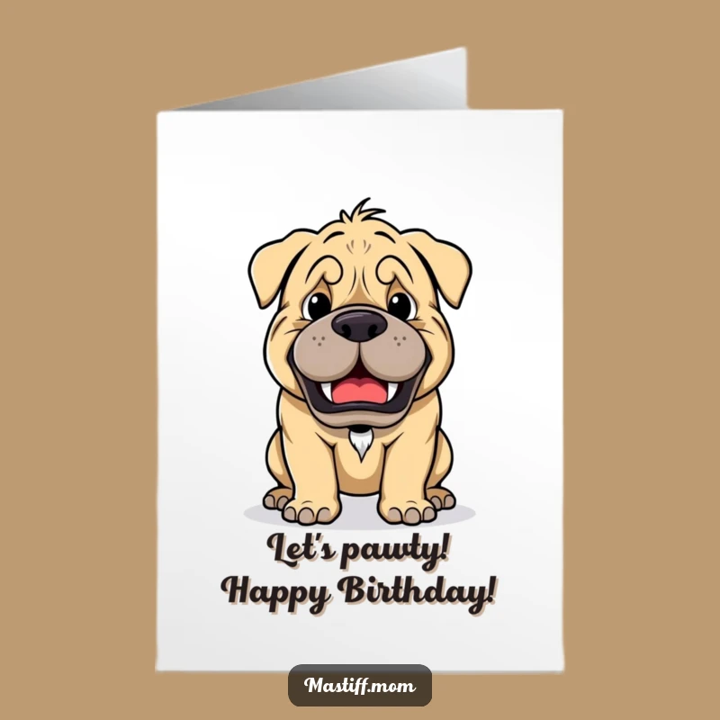 Kawaii Mastiff Birthday Card Free Printable: Playful Dog Game Invite Downloadable