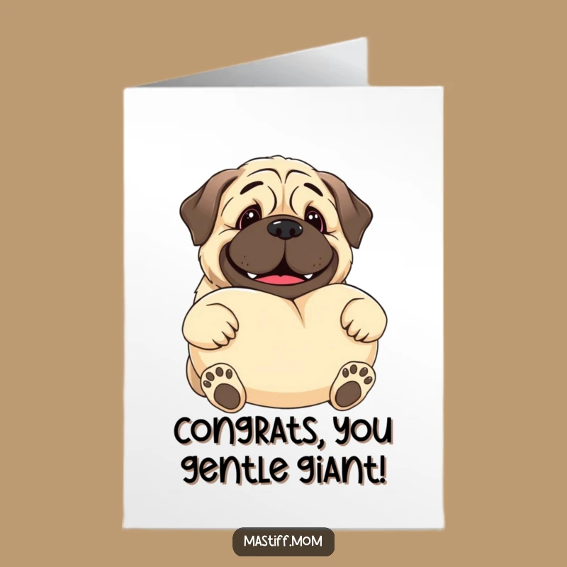 Free Printable Congrats Card: Kawaii Mastiff Gentle Giant Pillow