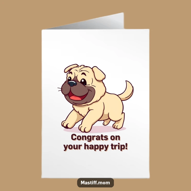 Free Printable Congrats Card: Kawaii Mastiff Joyful Stumble