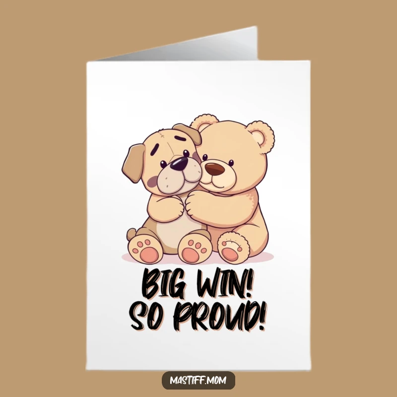 Free Printable Congrats Card: Mastiff Nudge, Funny Bear Hug Downloadable Gift!