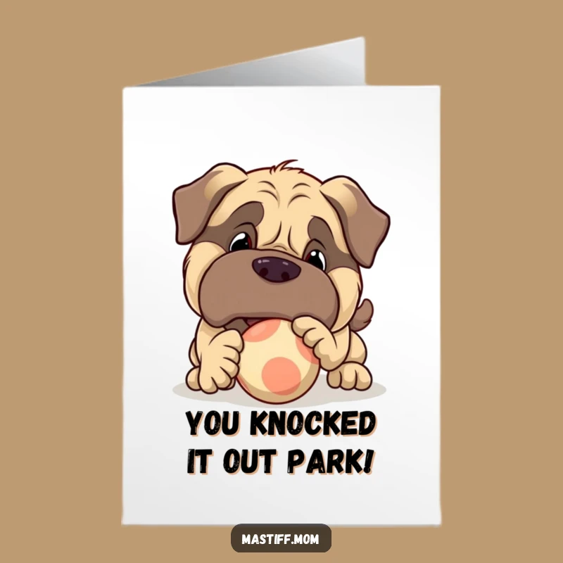 Free Printable Congrats Card: Mastiff Nudging Ball for Big Wins