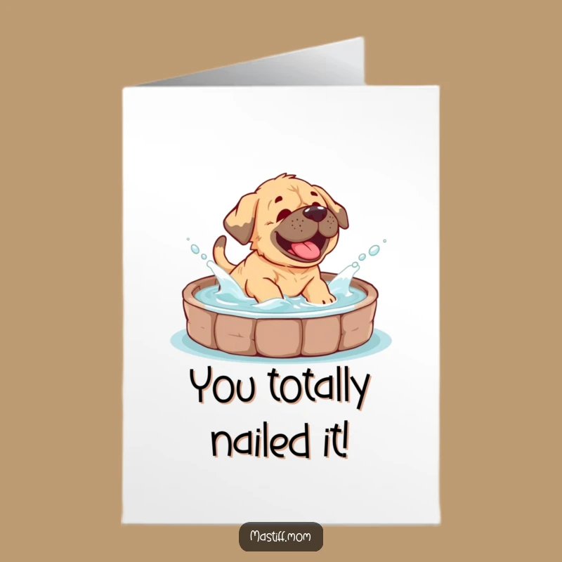 Free Printable Mastiff Cub Congrats Card: Splashy Success Celebration for Winners