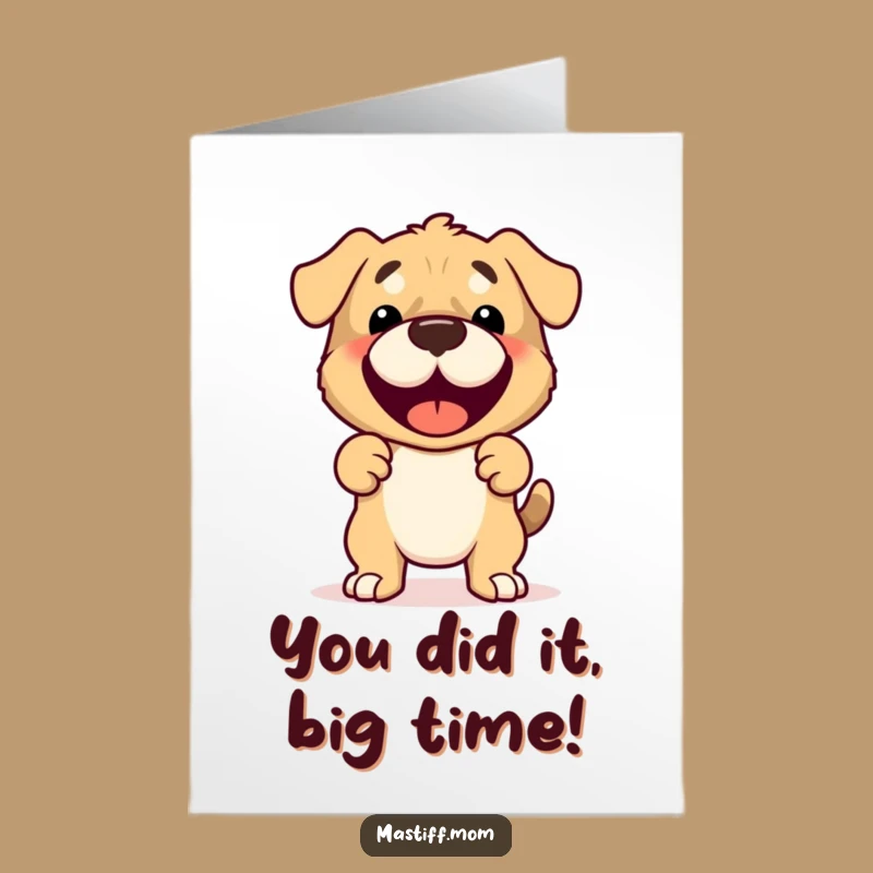Free Printable Mastiff Congrats Card: Joyful Protective Dog Greeting, Downloadable Gift