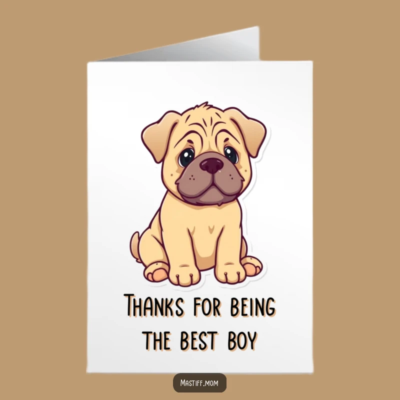 Free Printable Kawaii Mastiff Puppy Thank You Card - Funny Dog Downloadable Gift