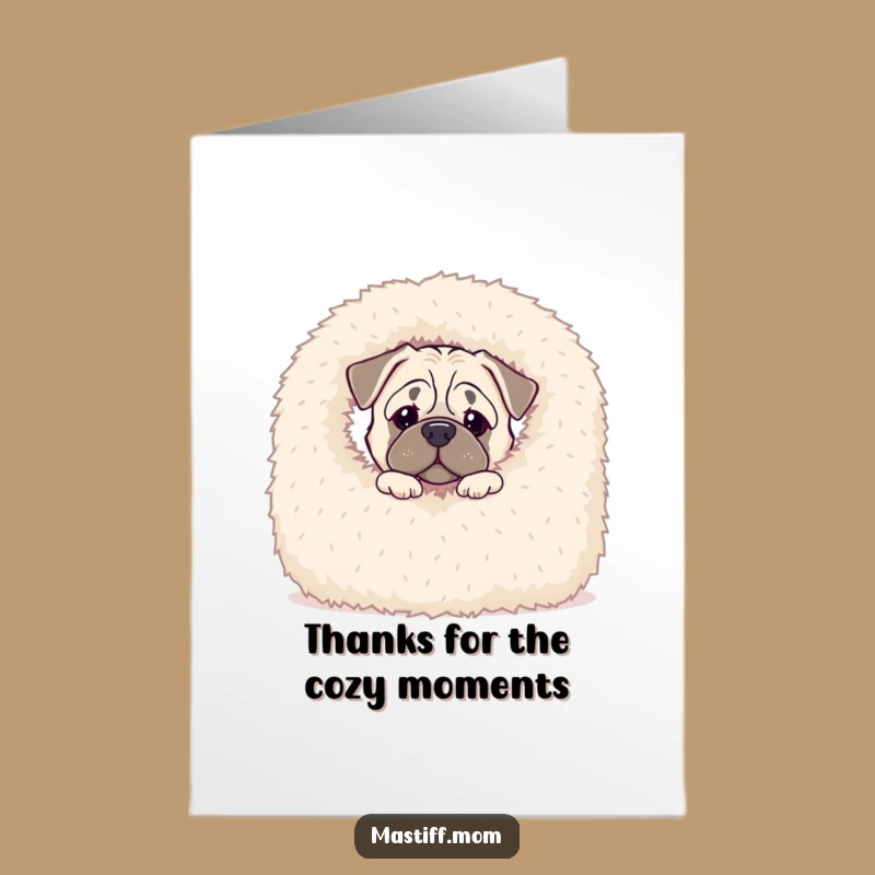 Free Printable Thank You Card: Kawaii Mastiff Blanket Peek